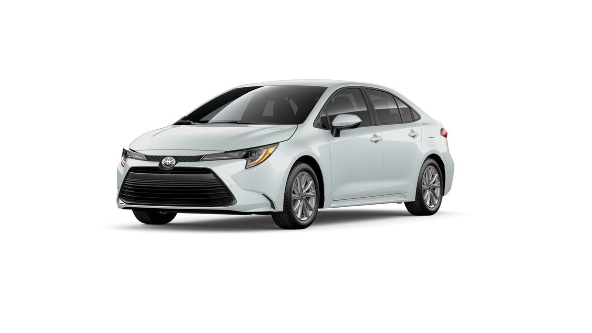 2026 Toyota Corolla LE in Wind Chill Pearl — front three-quarter view